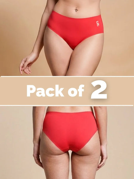 2 Pack - Red Mid-waist Seamless Underwear