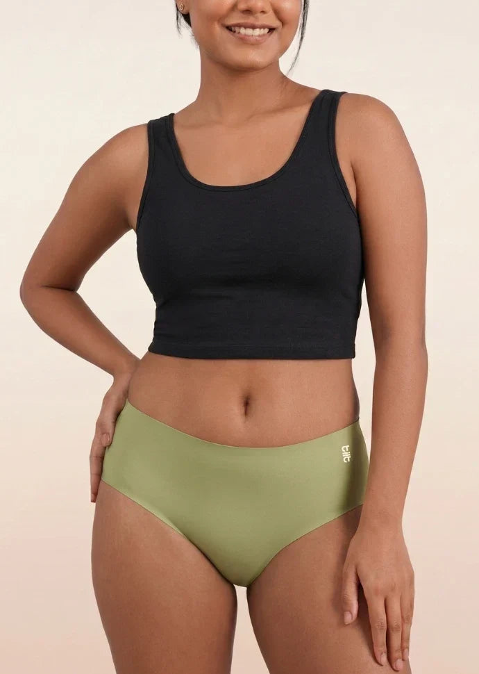 3 Pack - Green Mid-waist Seamless Underwear