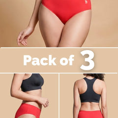 3 Pack - Red Mid-waist Seamless Underwear