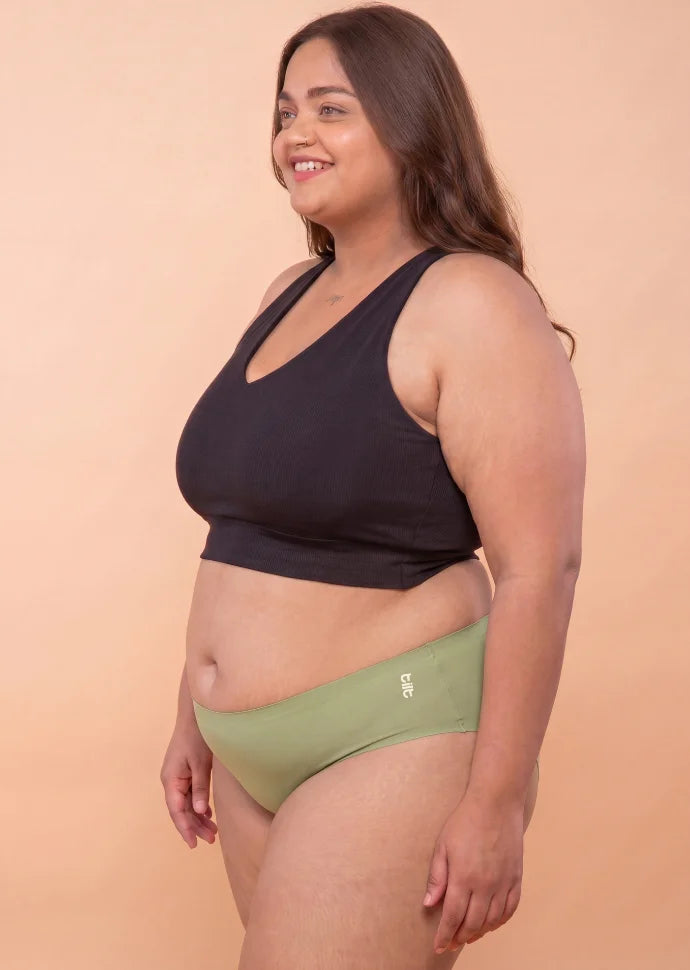 Green Mid-waist Seamless Underwear