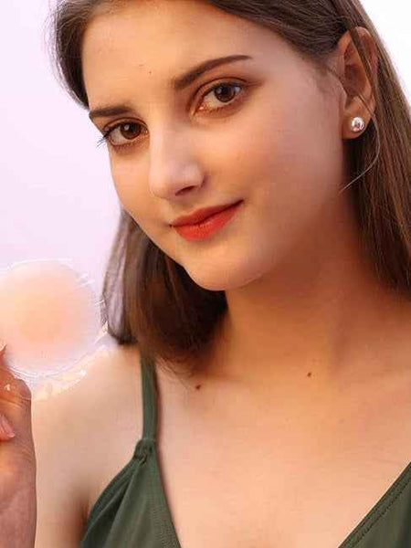 Women's Free Size 1 Pairs Adhesive Reusable Silicone Nipple Cover Pad