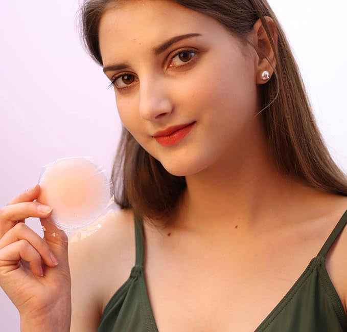 Women's Free Size 1 Pairs Adhesive Reusable Silicone Nipple Cover Pad