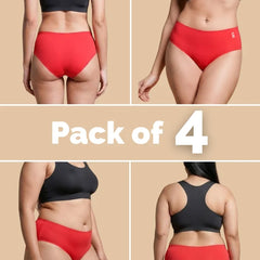 4 Pack - Red Mid-waist Seamless Underwear