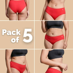 5 Pack - Red Mid-waist Seamless Underwear