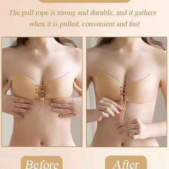 Brachy Pack Of 2 Black And Nude Women Self-Adhesive Strapless Push-Up Silicone Plunge Bra