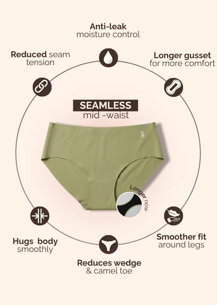 Green Mid-waist Seamless Underwear