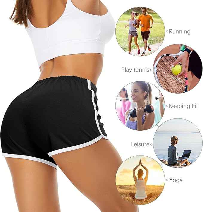 Women Sports Cotton Spandex Mid-Rise Cotton Workout Shorts