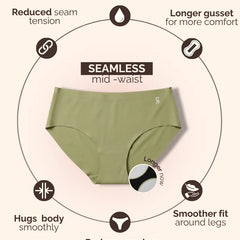6 Pack - Green Mid-waist Seamless Underwear