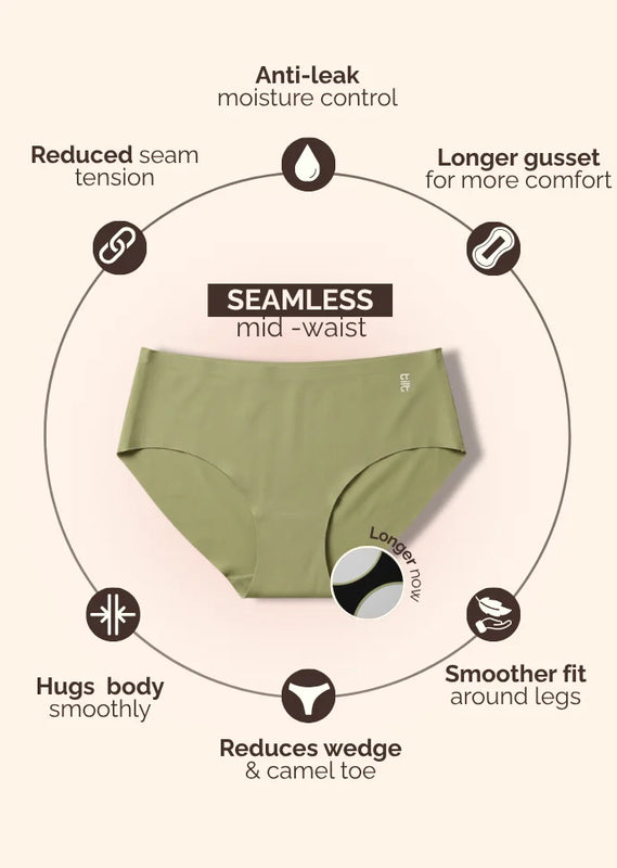 6 Pack - Green Mid-waist Seamless Underwear