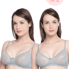 Aish | Double Layered Non Wired Medium Coverage Breathable Lace Bra (COMBO)