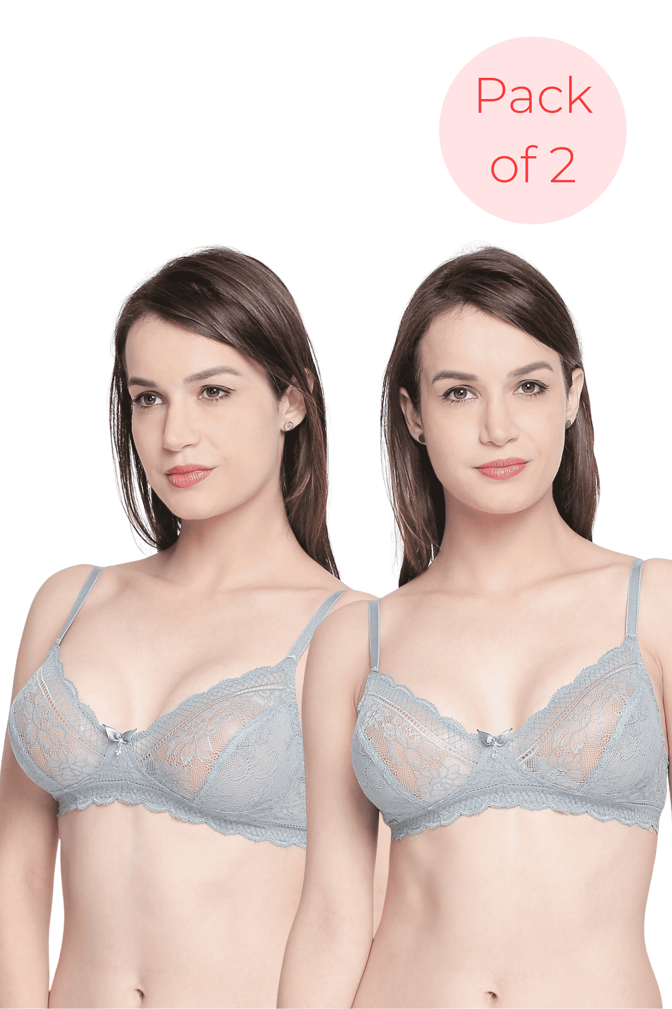 Aish | Double Layered Non Wired Medium Coverage Breathable Lace Bra (COMBO)