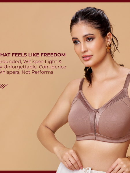 MAROON Mocha Seamless Non-Padded Non-Wired Full Coverage Everyday Bra for Women