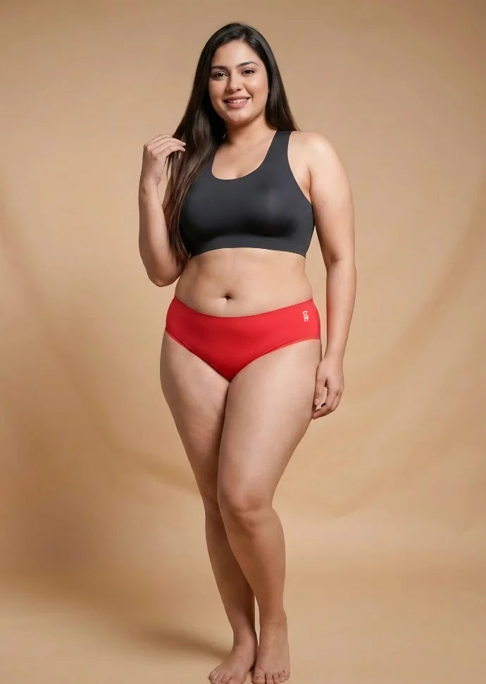 2 Pack - Red Mid-waist Seamless Underwear