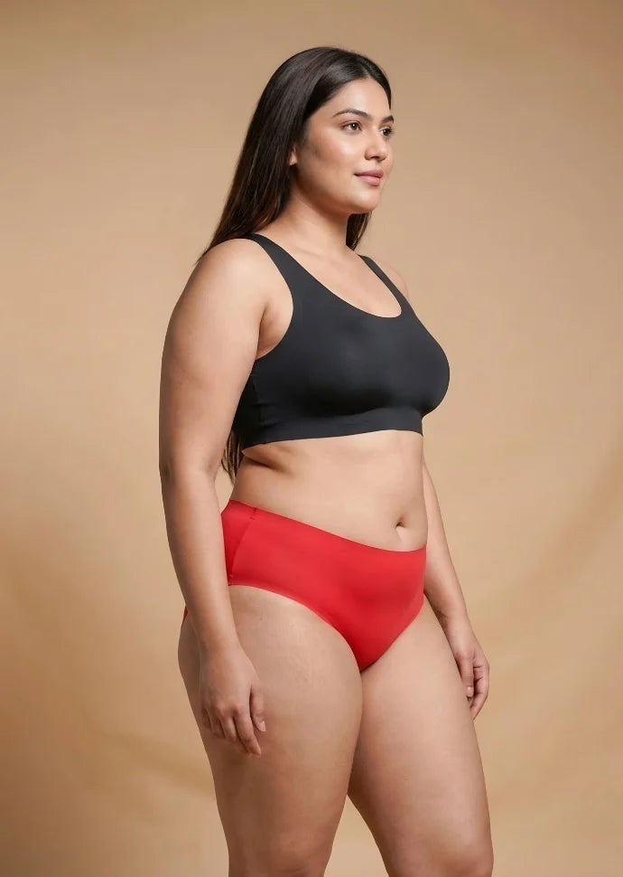 2 Pack - Red Mid-waist Seamless Underwear