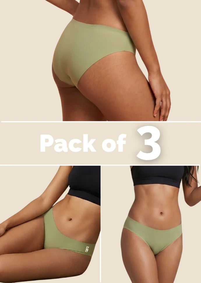 3 Pack - Green Low-waist Seamless Underwear