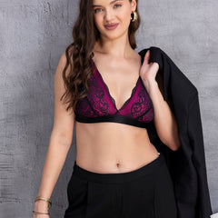 Lace Floral Bralette Non-Padded Non-Wired Bra