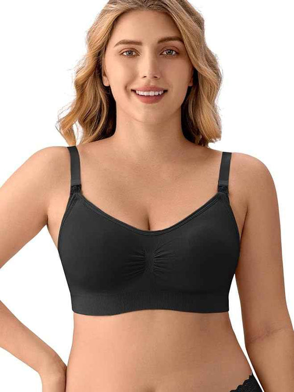 Women Organic Antimicrobial Soft Feeding Full Bust Seamless Nursing, Breastfeeding Maternity Bra with Remove Pads Pack of 3