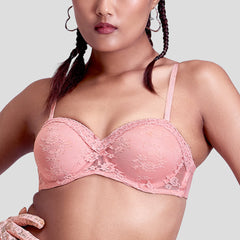 MAROON Demi Affair Find My Skin Tone Demi Cup Seamless Padded Partywear Strapless Silicon Firm Hold Half Coverage Soft Concealed Underwire Women Balconette Bra - Strawberry