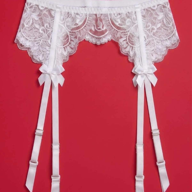 White Lace Garter Belt with Adjustable Straps