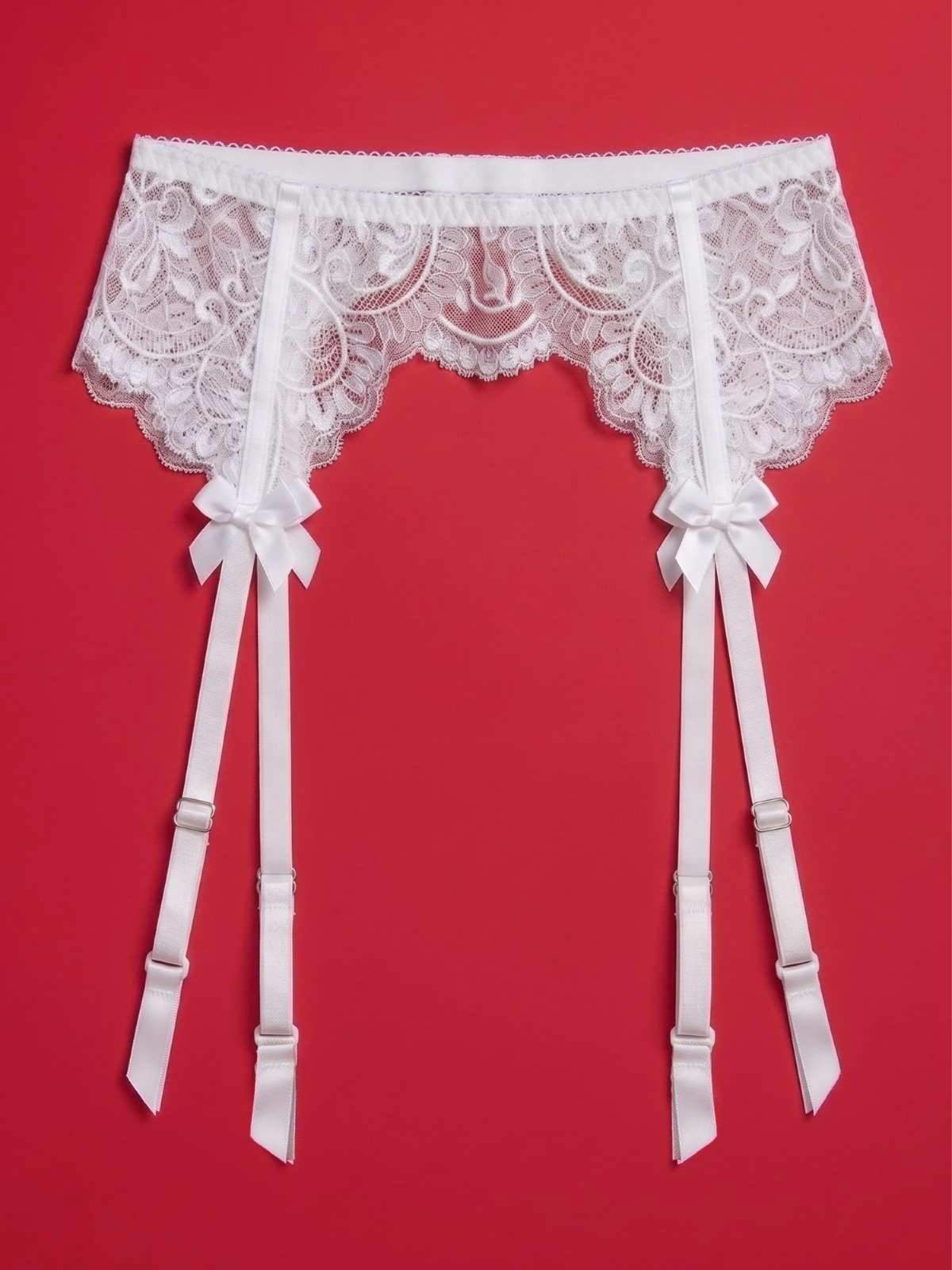 White Lace Garter Belt with Adjustable Straps