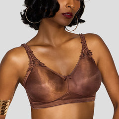 MAROON Quite Bloom Find My Skin Tone Seamless Non-Padded T-Shirt Elevated Coverage Graceful minimizer Structured Shoulder Women Everyday Bra - Chocolate