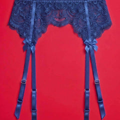 Blue Lace Garter Belt with Adjustable Straps
