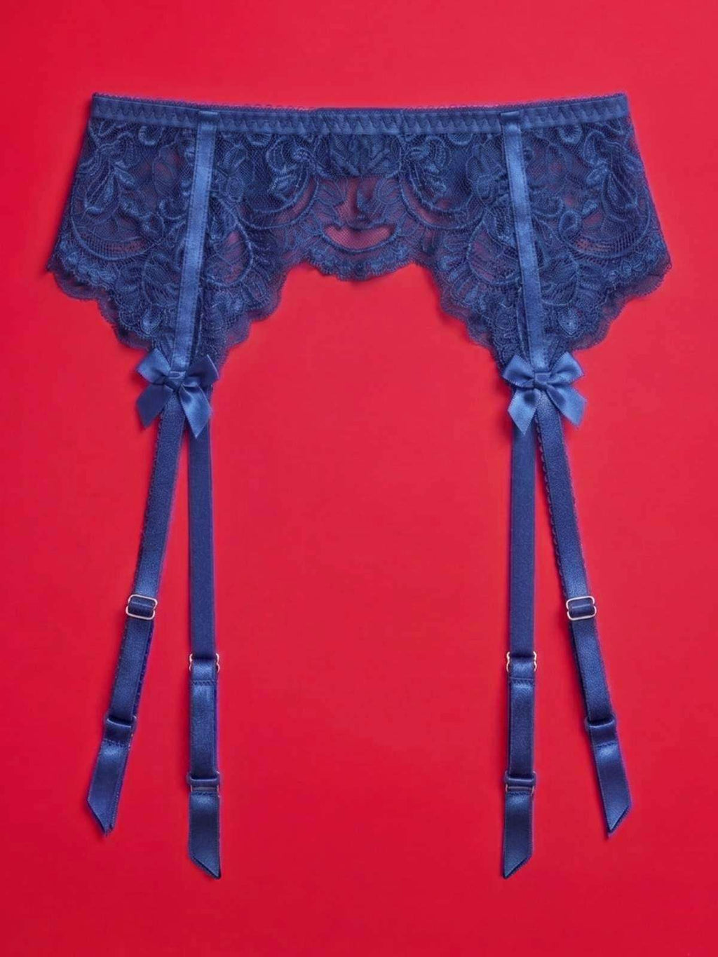 Blue Lace Garter Belt with Adjustable Straps