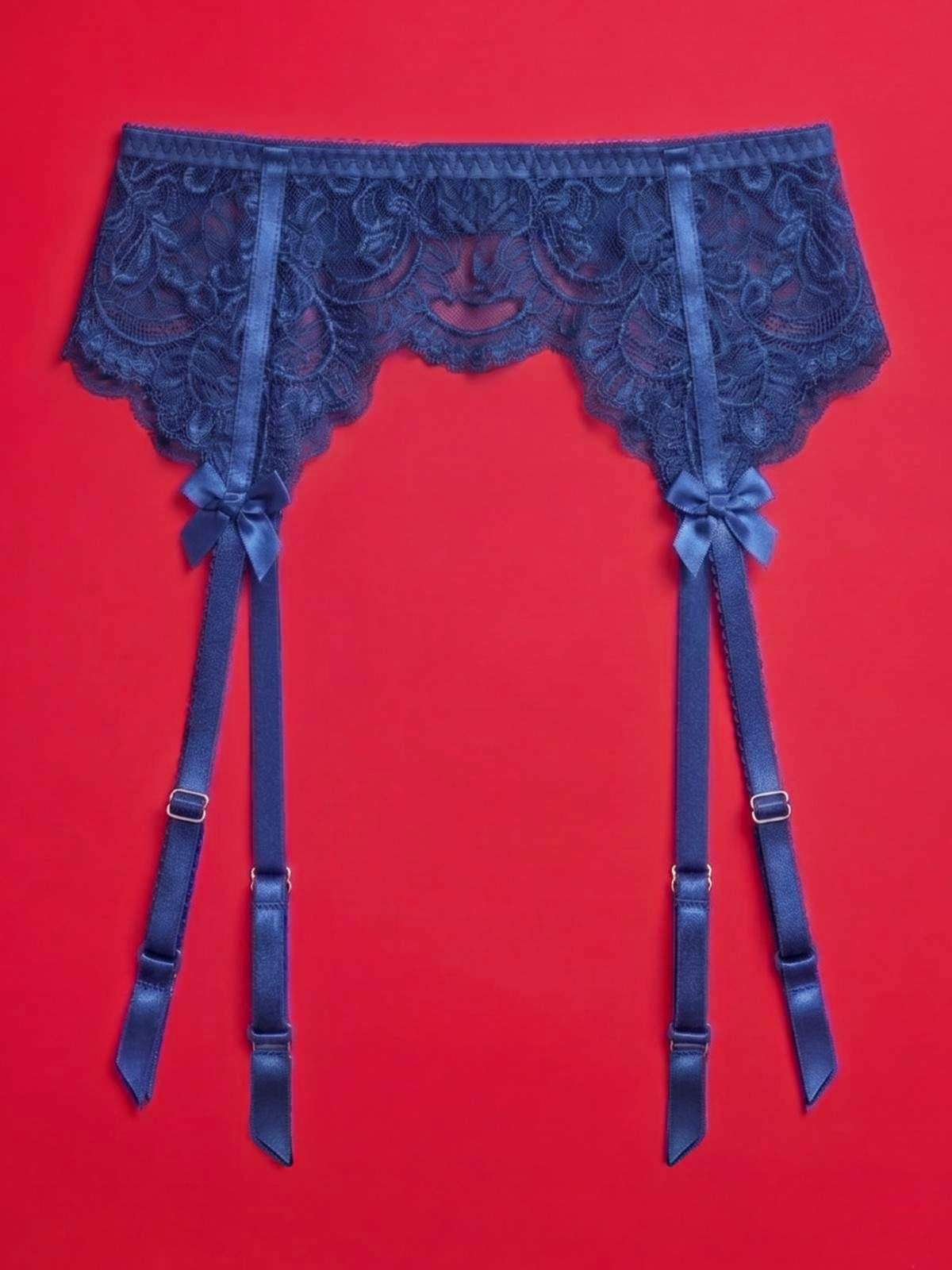 Blue Lace Garter Belt with Adjustable Straps
