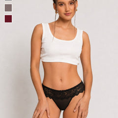 Soft Lace Mid Rise Thongs-Pack of 3