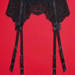 Black Lace Garter Belt with Adjustable Straps