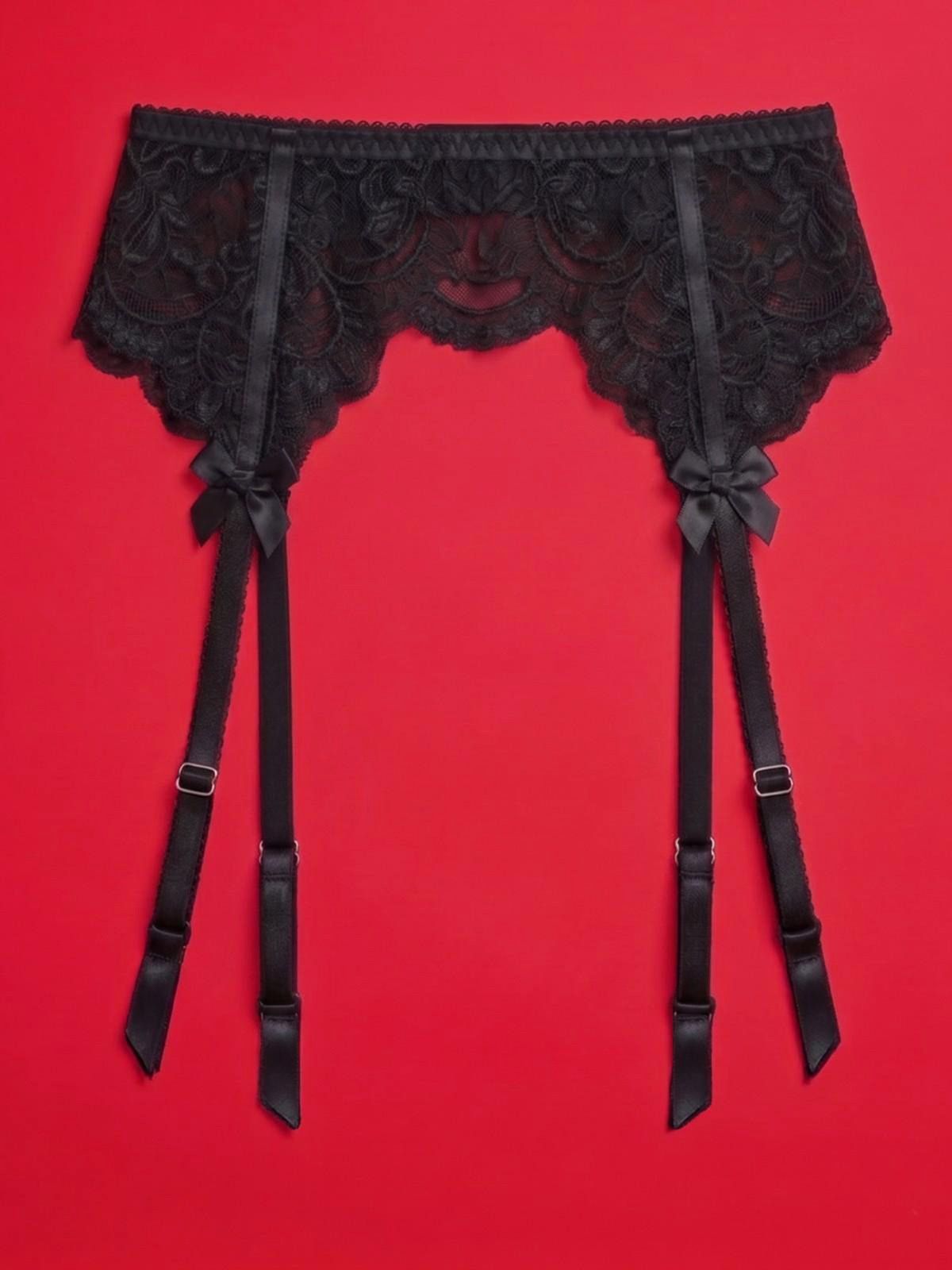 Black Lace Garter Belt with Adjustable Straps