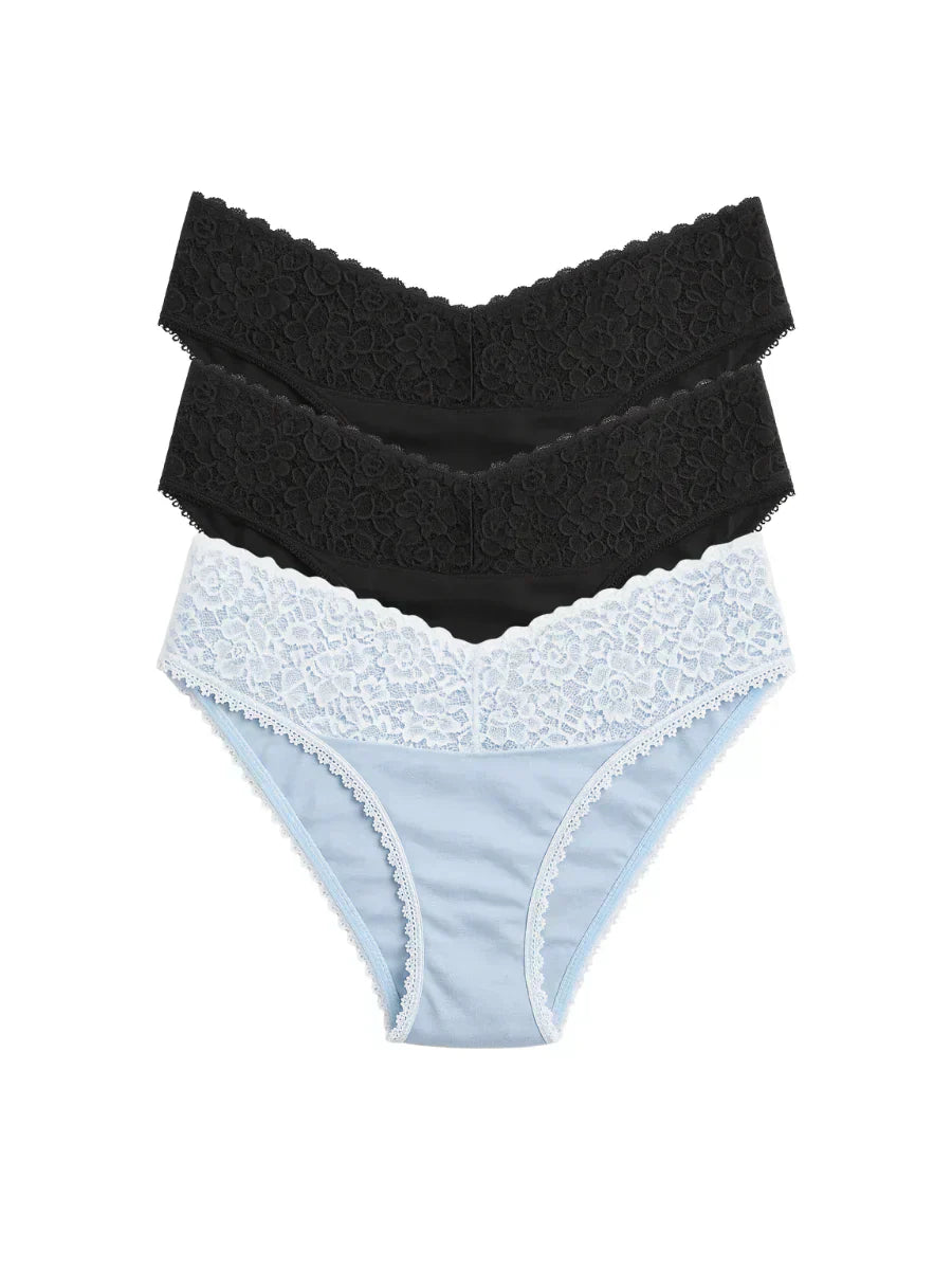 Mid Waist Bikini Panty with Lace  (Pack of 3)