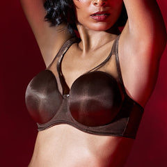 MAROON Find My Skin Tone Seamless Non-Padded Soft Underwire Support Full Coverage Cushioned Shoulder Straps Women Graceful Minimiser Bra - Chocolate
