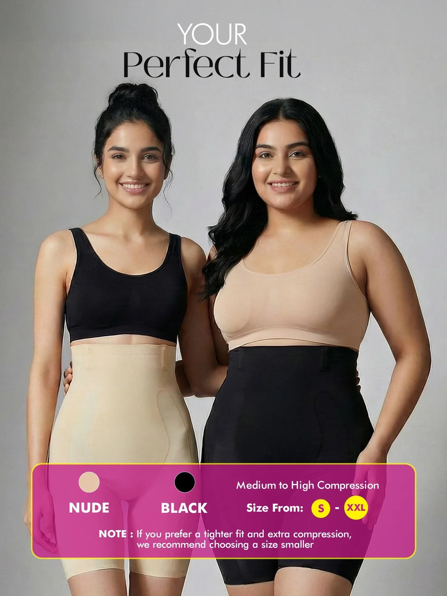 Tummy & Thigh Shaper Shorts -  Nude Color (Medium Compression)