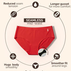6 Pack - Red Mid-waist Seamless Underwear