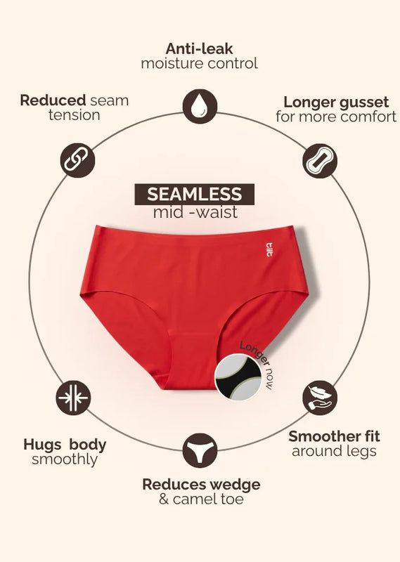 3 Pack - Red Mid-waist Seamless Underwear