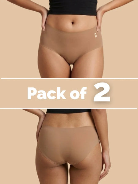 2 Pack - Beige Mid-waist Seamless Underwear