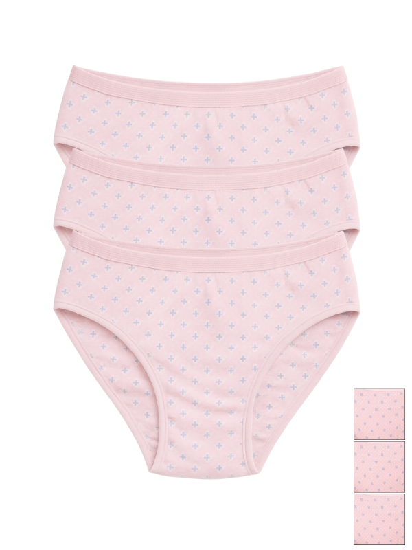Mid Waist Hipster Panty Bundle Polka Dots With Outer Elastic- Baby Pink (Pack Of 3)