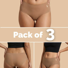 3 Pack - Beige Mid-waist Seamless Underwear