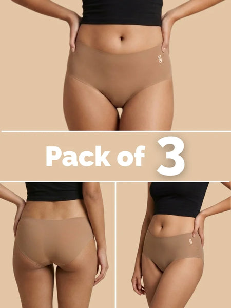 3 Pack - Beige Mid-waist Seamless Underwear