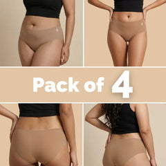 4 Pack - Beige Mid-waist Seamless Underwear