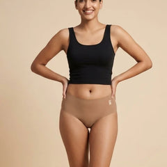 Beige Mid-waist Seamless Underwear