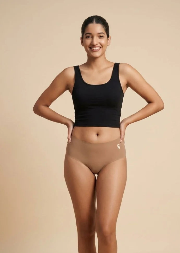 3 Pack - Beige Mid-waist Seamless Underwear