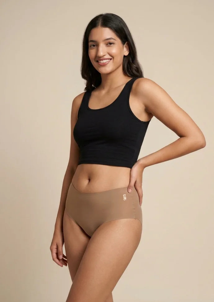 Beige Mid-waist Seamless Underwear
