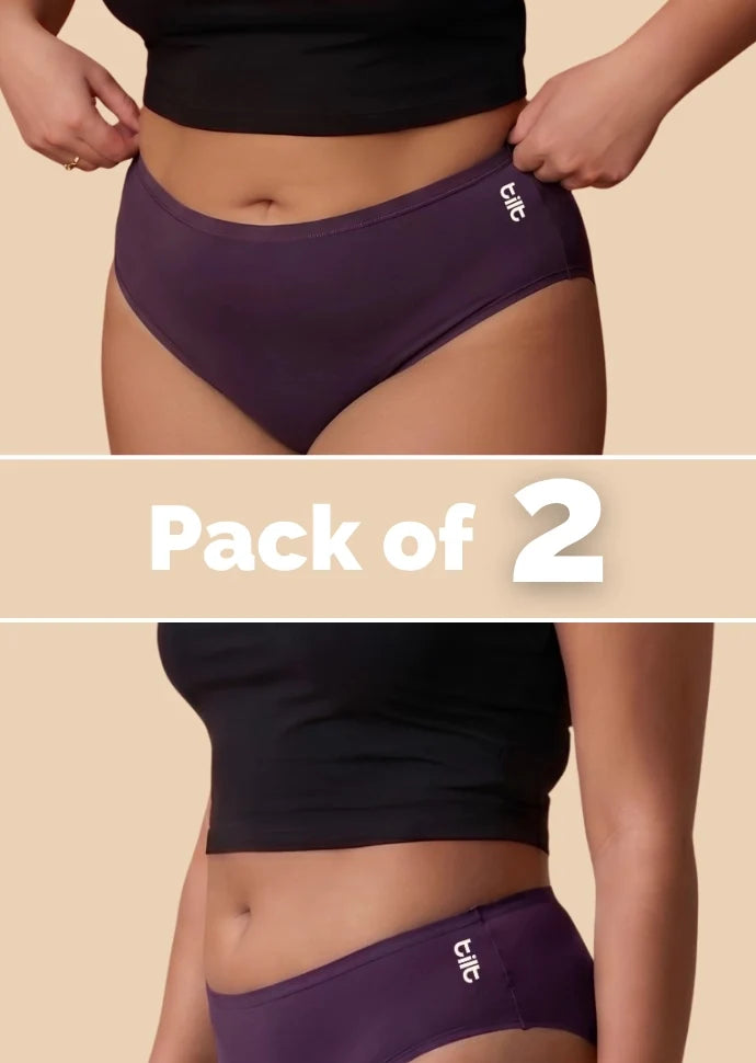 2 Pack - Violet Bamboo Absorbent Underwear