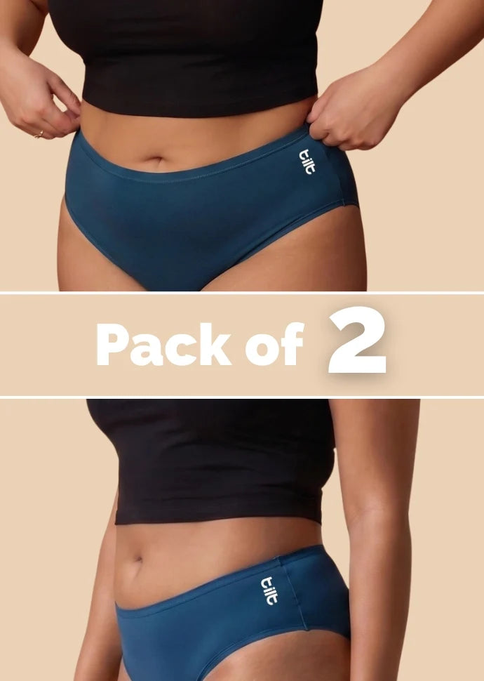 2 Pack - Blue Bamboo Absorbent Underwear