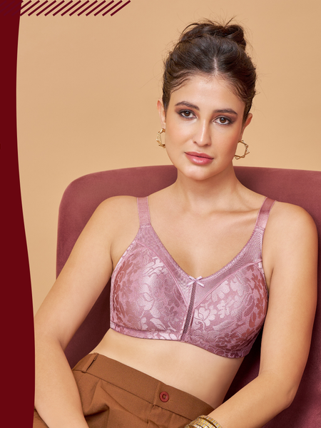 MAROON Mistpink Seamless Non-Padded Non-Wired Minimizer Full Coverage Bra for Women