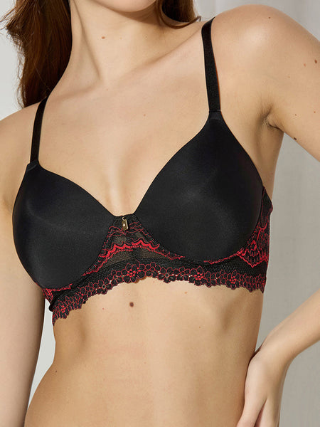 Noir Bra | Padded Polyamide Lace – Ultra Soft Cups, Non-Wired Everyday Bra