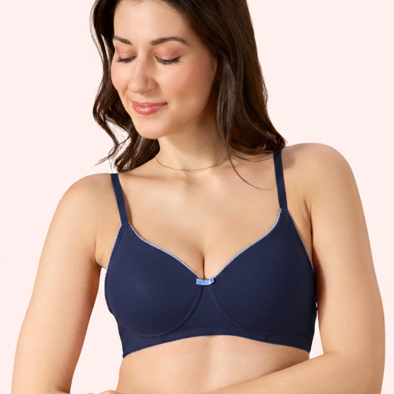 Miley Lace Trim Bra –  Wire-Free Comfort. Power Net, Super Soft Cups & Breathable Mesh Wings