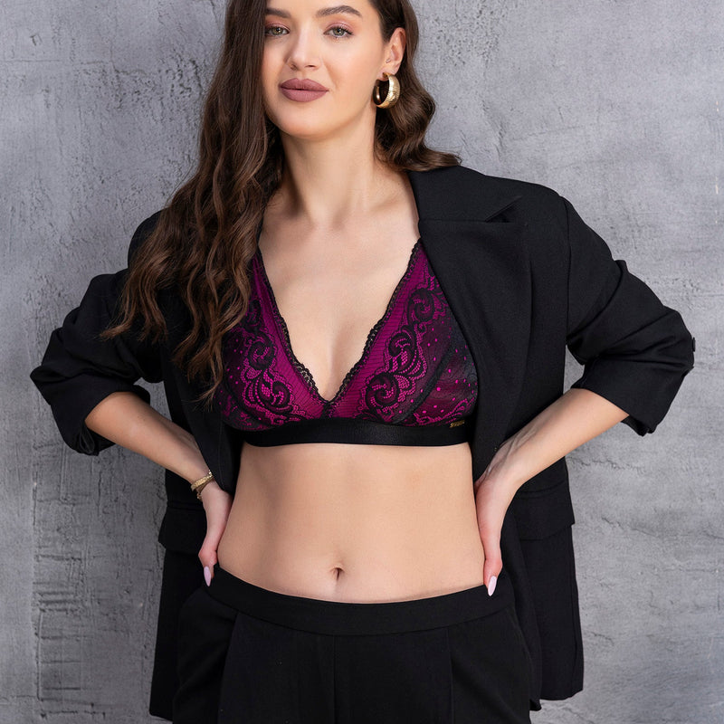 Lace Floral Bralette Non-Padded Non-Wired Bra